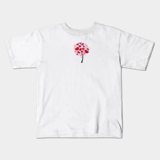 Heart tree with red shining sparkle hearts Kids T-Shirt